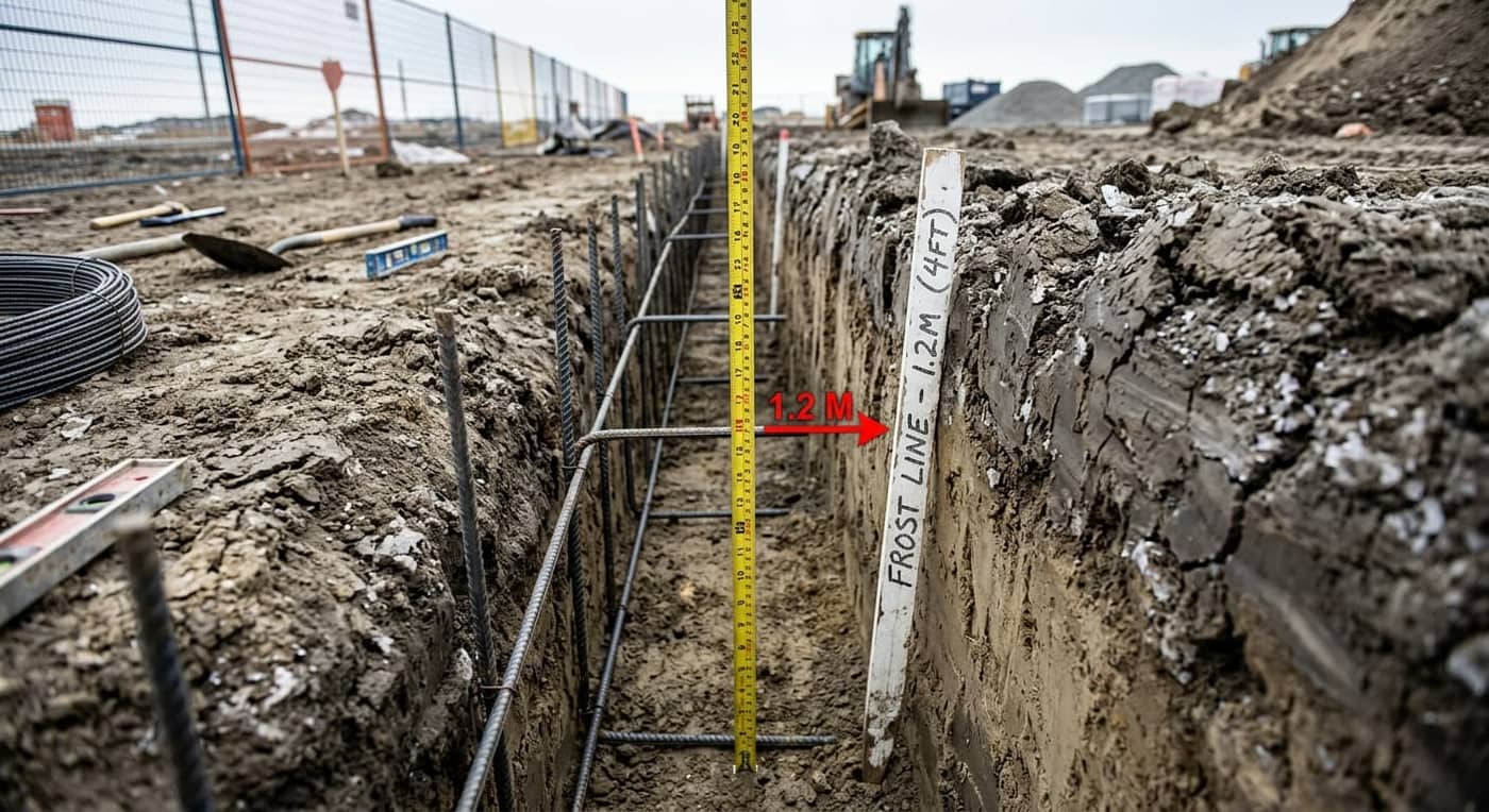 Frost depth footing excavation for a foundation in Calgary Alberta