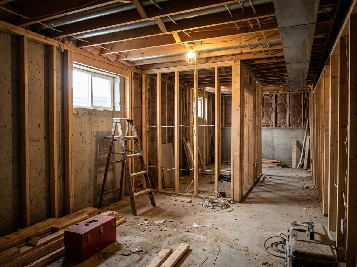 Before photo: Basement Development project in Calgary by AM Builders